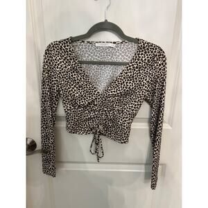 Leopard Print Ruched Crop Top